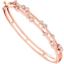 18kt Rose Gold Natural 1.00 Carat Round Brilliant Cut Diamond Bangle - G Colour VS Clarity