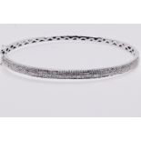 Round Brilliant Cut Pave 1.20 Carat Natural Diamond 9ct White Gold Bangle - G/H Color - SI Clarity