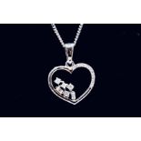 Round Brilliant Cut Natural Diamond 0.10 Carat 9ct White Gold Heart Pendant G/H Colour Clarity SI