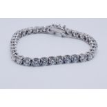 Round Brilliant Cut 14 Carat Natural Diamond Tennis Bracelet G Colour SI Clarity - 18Kt White Gold