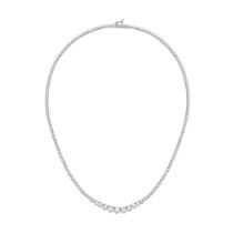 Round Brilliant Cut Graduated Natural Diamond 10.00 Carat 17 Inch Necklace 18kt White Gold