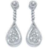 Round Brilliant Pear Shape Drop 3.30 Carat Natural Diamond 18kt White Gold Earrings - F Colour - VS