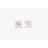 Princess Cut 6.00 Carat Diamond Earrings Set in 18kt White Gold - E Colour VS Clarity - IGI