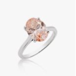 ** ON SALE ** Fancy Intense Pink Oval Cut 3.05CT Diamond Ring VS1 Clarity 18kt White Gold Ex Ex