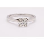 Round Brilliant Cut Natural Diamond Platinum Ring 1.20 Carat D Colour VS2 Clarity ID EX EX - GIA