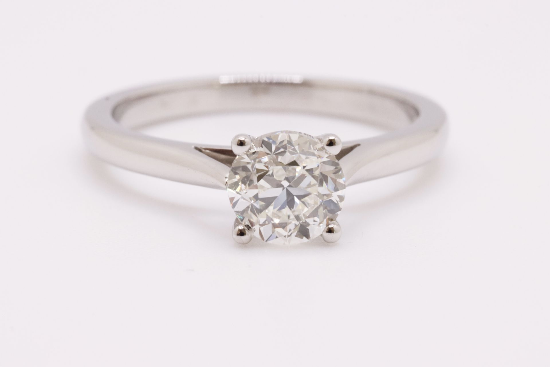 Round Brilliant Cut Natural Diamond Platinum Ring 1.20 Carat D Colour VS2 Clarity ID EX EX - GIA