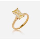 Fancy Intense Yellow Emerald Cut 2.50Ct Diamond Ring VS1 Clarity 18kt Yellow Gold - GCI Certified