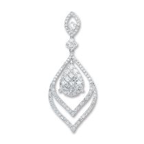 Round Brilliant Cut Natural Diamond 2.00 Carat Drop Pendant 18kt White Gold - F Colour - VS Clarity