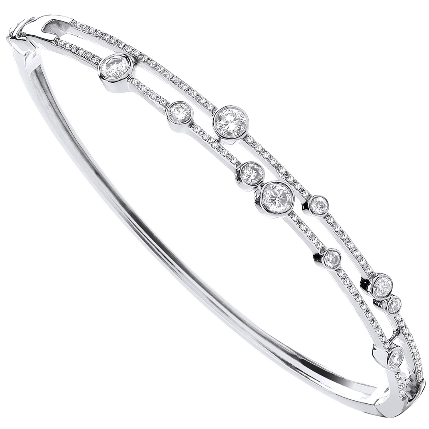 18kt White Gold Natural 1.00 Carat Round Brilliant Cut Diamond Bangle - G Colour VS Clarity