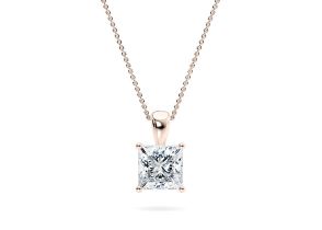 Princess Cut Diamond 2.00 Carat D Colour VS1 Clarity - Necklace Pendant - 18kt Rose Gold