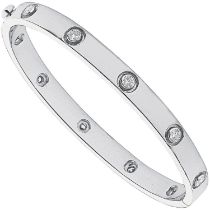 18kt White Gold 1.00 Carat Natural Diamond Bangle - Colour F Clarity VS