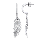 Round Brilliant Cut Natural Diamond 1.00 Carat Feather Drop 9ct White Gold Earrings F/G SI