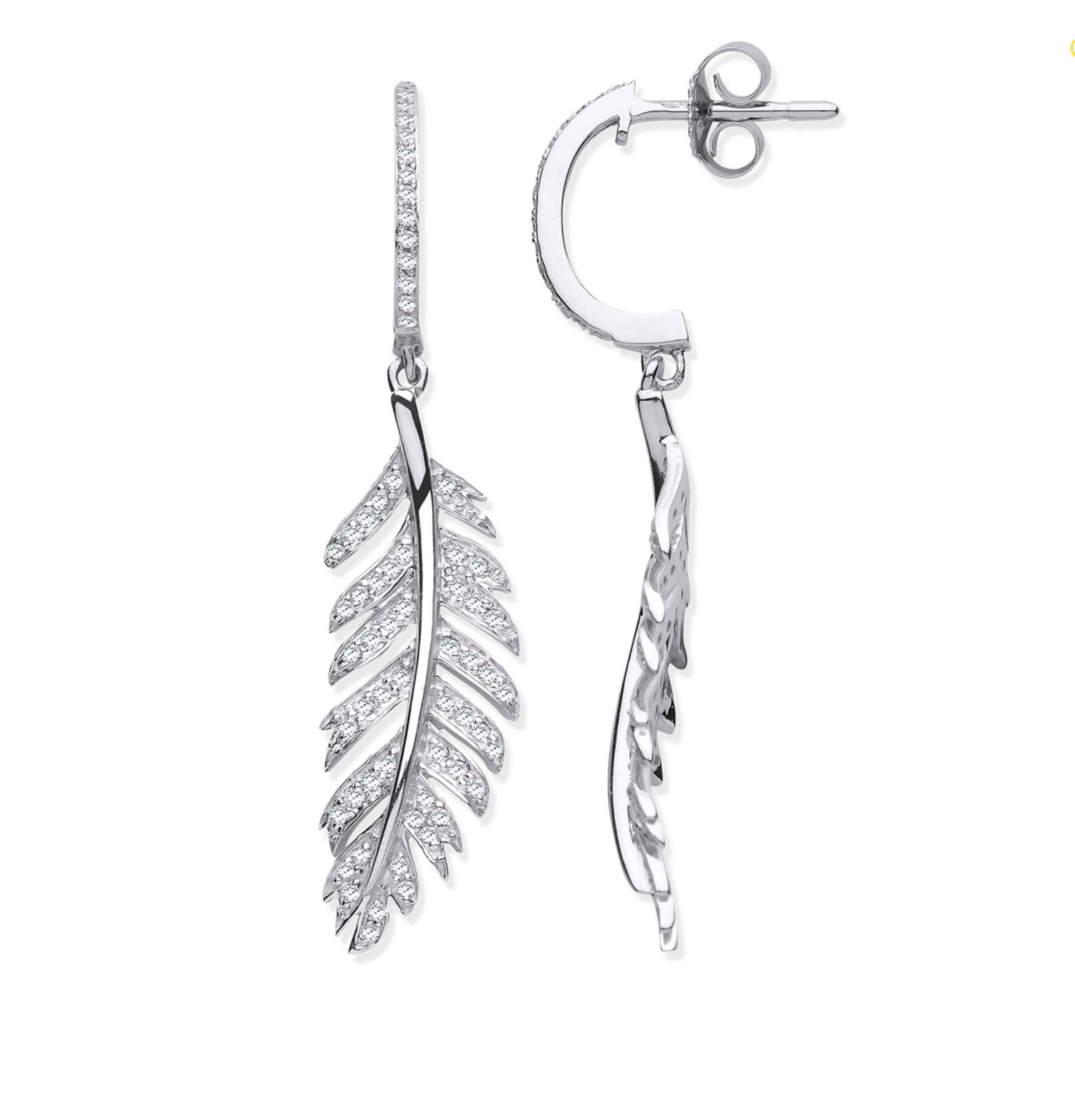 Round Brilliant Cut Natural Diamond 1.00 Carat Feather Drop 9ct White Gold Earrings F/G SI