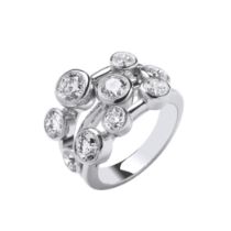 Round Brilliant Cut 3.00 Carat Natural Diamond 18kt White Gold Ring - Colour F - VS Clarity