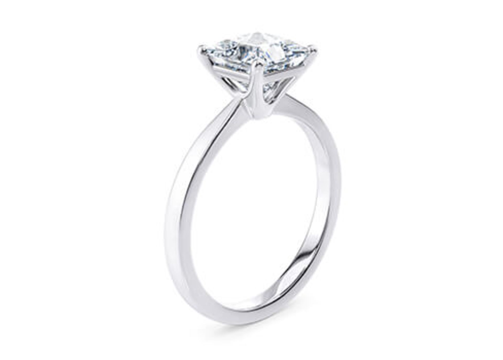 Princess Cut Diamond Platinum Ring 5.00 Carat E Colour VS2 Clarity EX EX - IGI - Bild 2 aus 3
