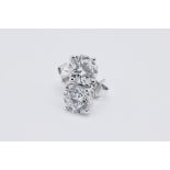 Round Brilliant Cut 3.00 Carat Natural Diamond Earrings 18kt White Gold - Colour F - SI Clarity- GIA