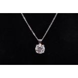 ** ON SALE ** Round Brilliant Cut Diamond 1.50 Carat D Colour VVS2 Clarity - Necklace Pendant - 18kt