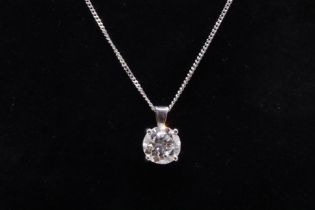 ** ON SALE ** Round Brilliant Cut Diamond 1.50 Carat D Colour VVS2 Clarity - Necklace Pendant - 18kt