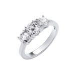 Round Brilliant Cut 1.50 Carat Natural Diamond Trilogy 18kt White Gold Ring - Colour F - Clarity SI