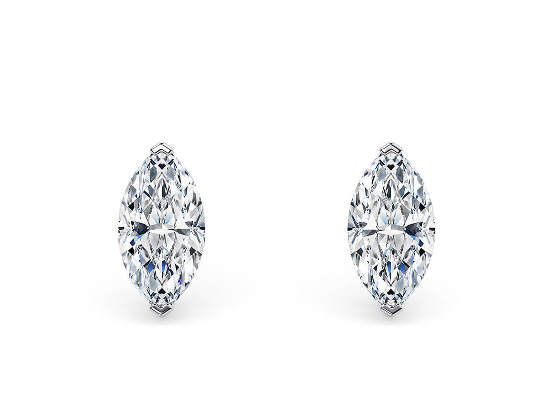 Marquise Cut 2.00 Carat Diamond 18kt White Gold Earrings- D Colour VVS Clarity IGI