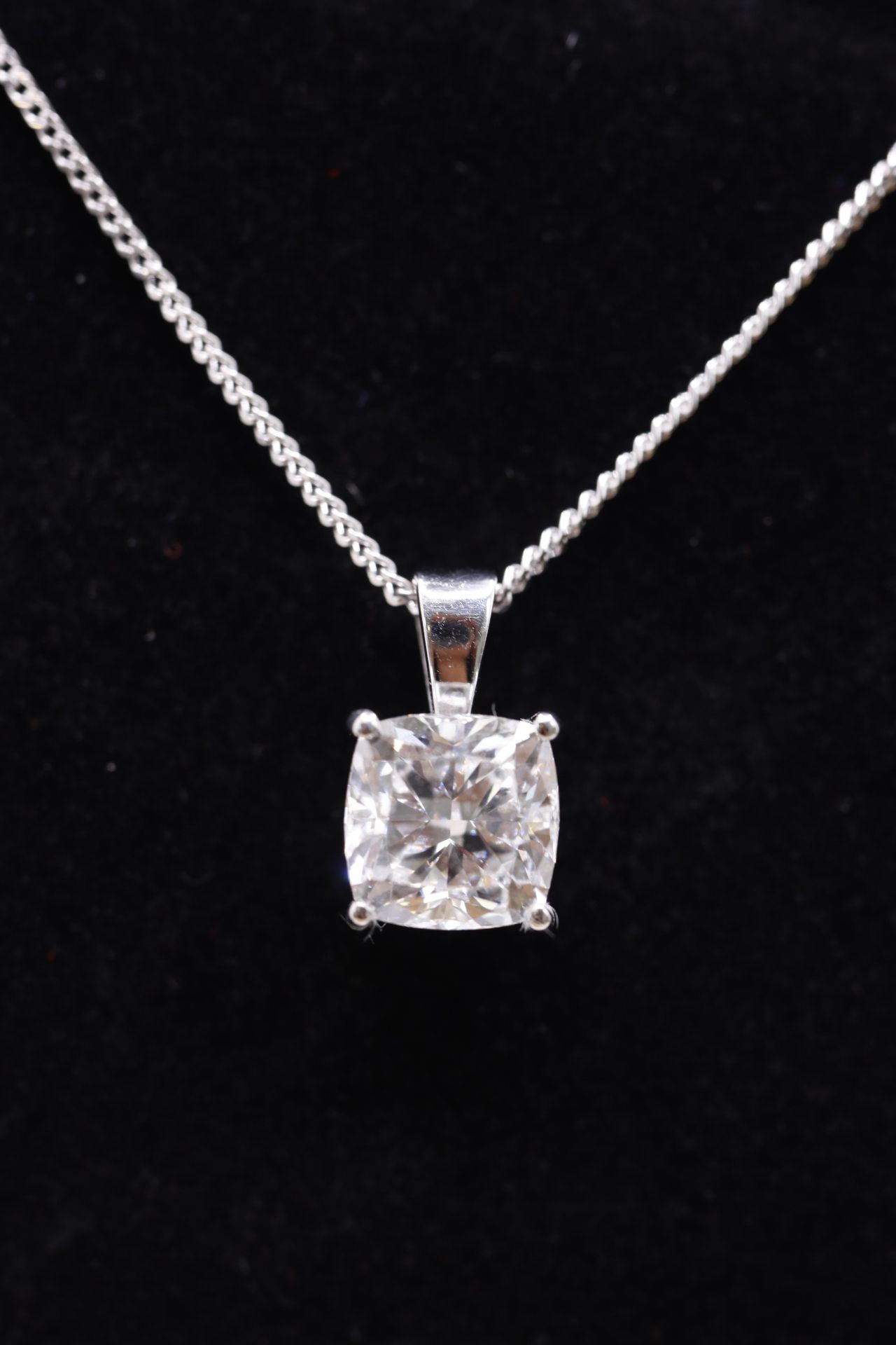 Cushion Cut Diamond 1.50 Carat D Colour VVS2 Clarity -Necklace Pendant -18kt White Gold -IGI