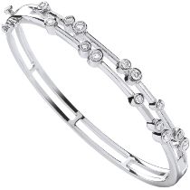 18kt White Gold Natural 1.00 Carat Round Brilliant Cut Diamond Bangle - G Colour VS Clarity