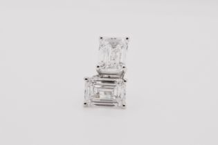 Emerald Cut 4.00 Carat Natural Diamond Earrings 18kt White Gold - Colour G - SI Clarity- GIA