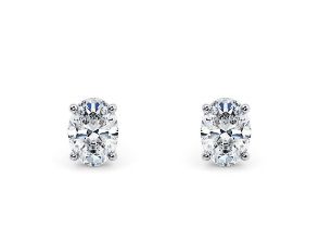 Oval Cut 4.00 Carat Natural Diamond Earrings Set in 18kt White Gold - G Colour SI Clarity - GIA