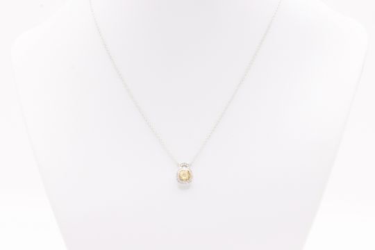 Cushion Cut Natural 1.20 Carat Fancy Yellow Diamond Pendant - Set in 18kt White & Yellow Gold - Image 7 of 8