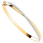 1.00 Carat Natural Diamond 9kt Yellow Gold Bangle F Colour - VS Clarity