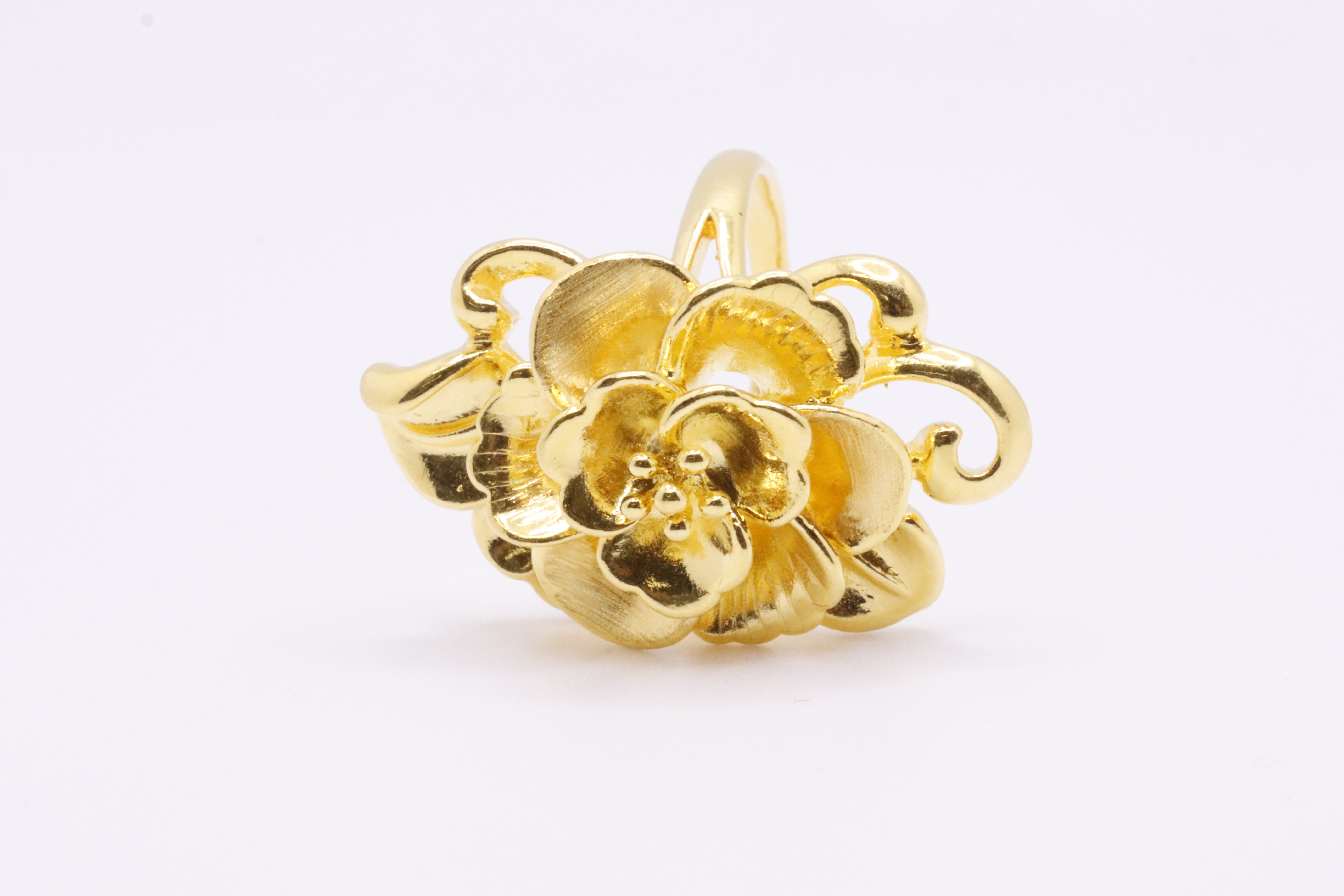 Lotus Shape Yellow Gold 24ct Ring - Image 2 of 4