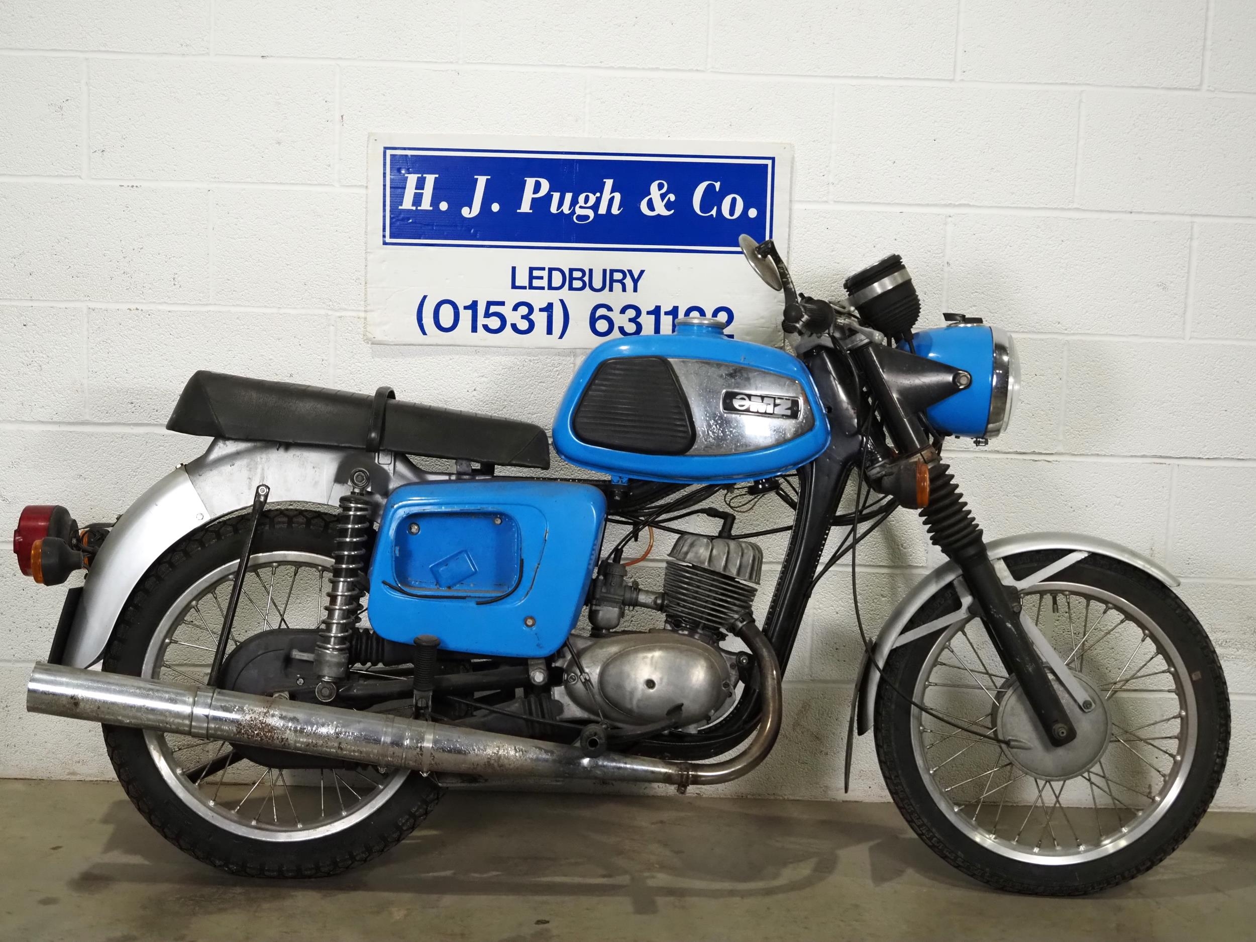 MZ TS125 Motorcycle. 1985. 125cc. Frame no. 8858357 Engine no. 6605216 Been in storage, engine turns