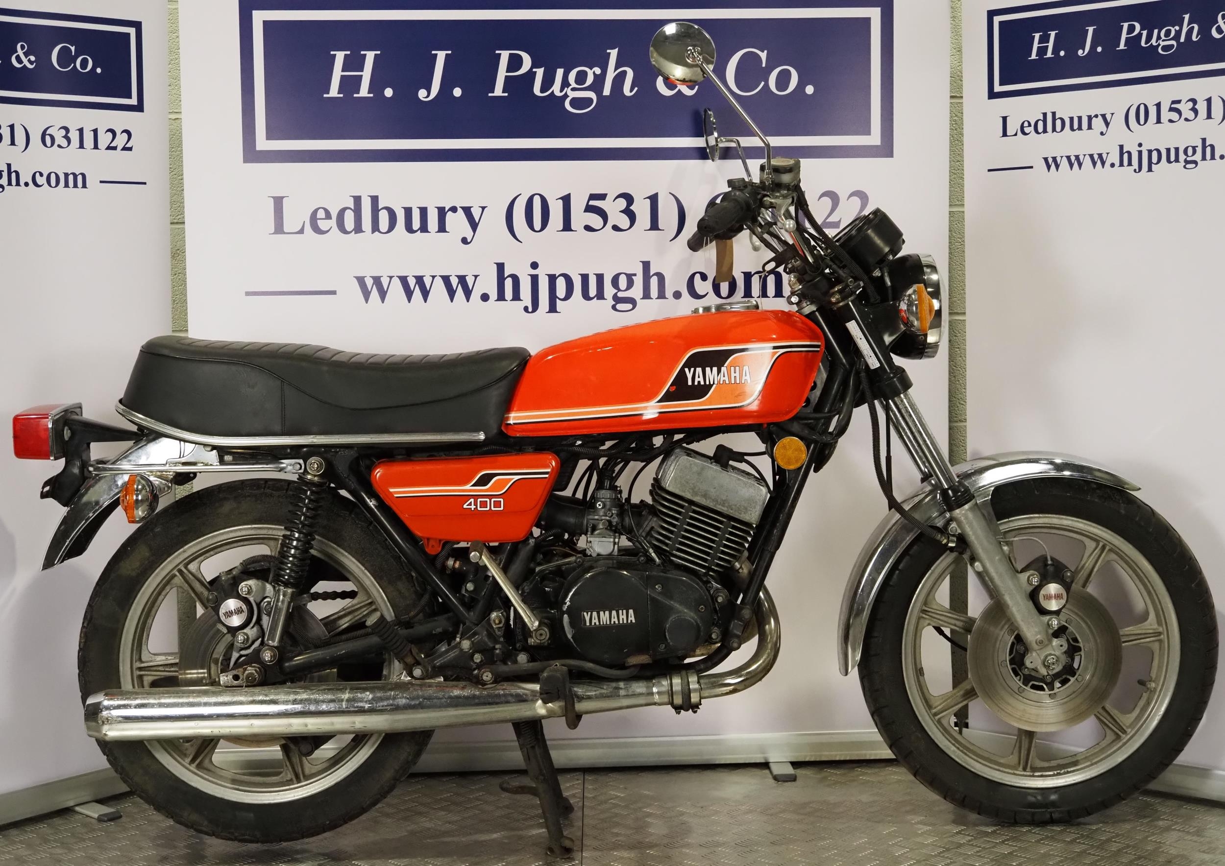 Yamaha RD400 motorcycle. 1976. 399cc. Frame No. 1A1008827 Engine No. 1A1-308468 Runs and rides.