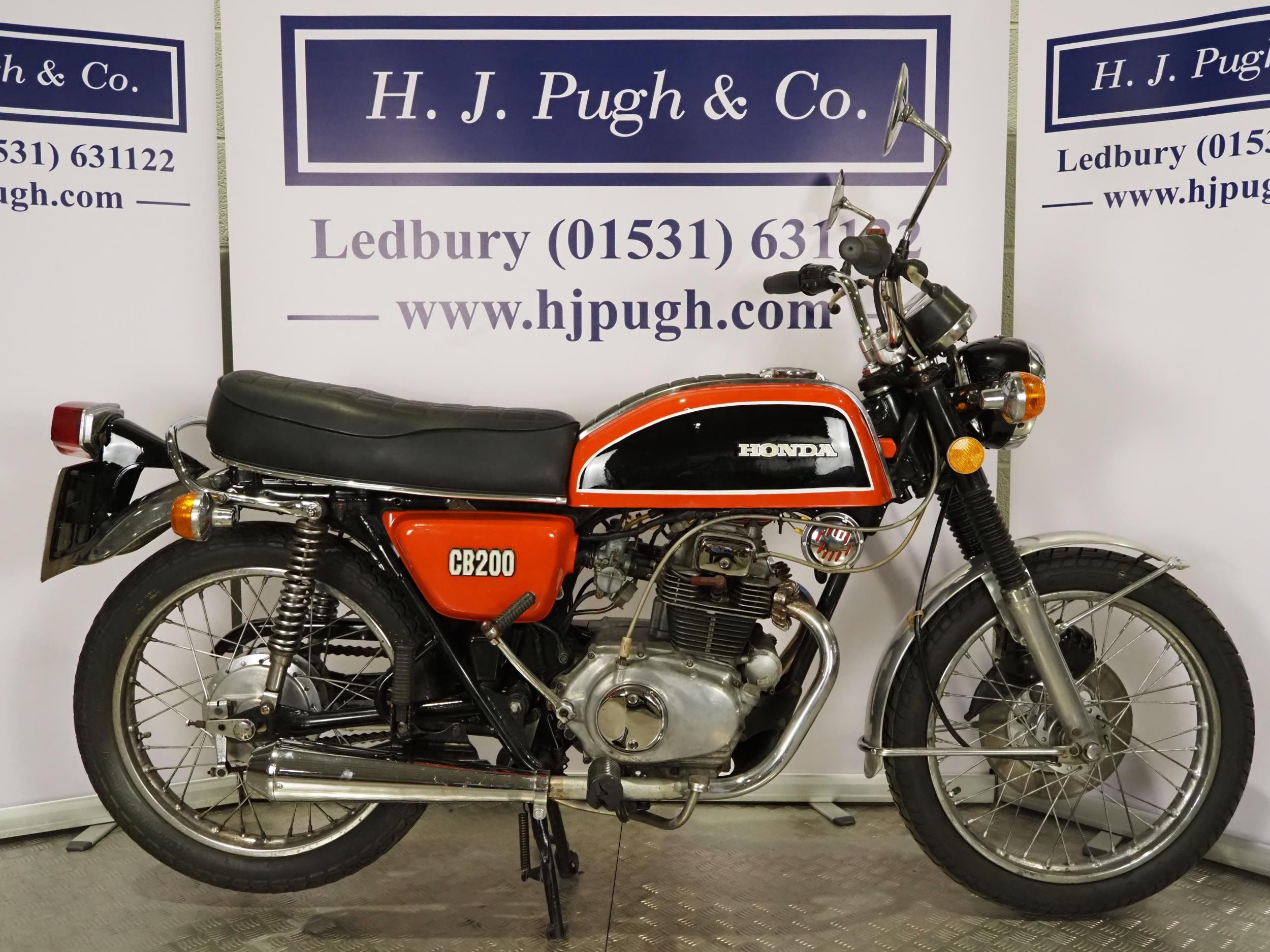 Honda CB200 motorcycle. 1977. 198cc Frame No. CB200 1039706 Engine No. CB200-1041972 Runs and rides.