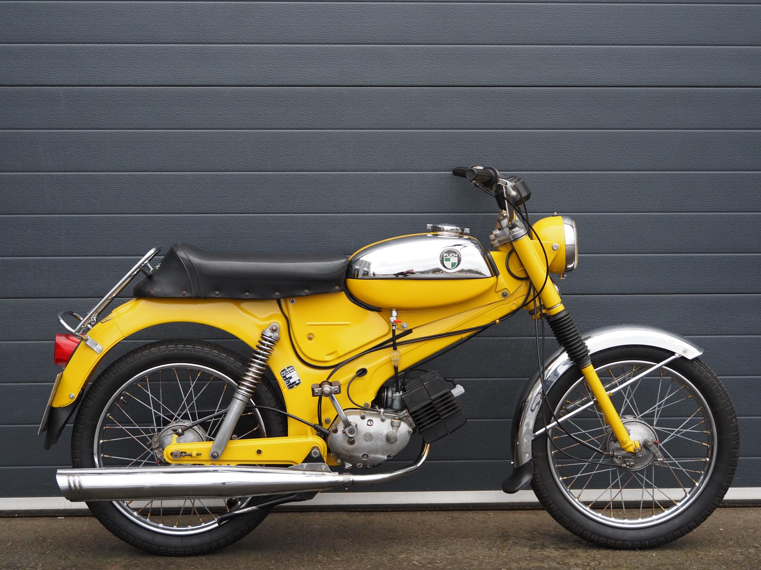 Puch VZ50 moped. 49cc. 1975. Frame No. 6141.896 Engine No. 6141.896 Runs and rides. Needs light