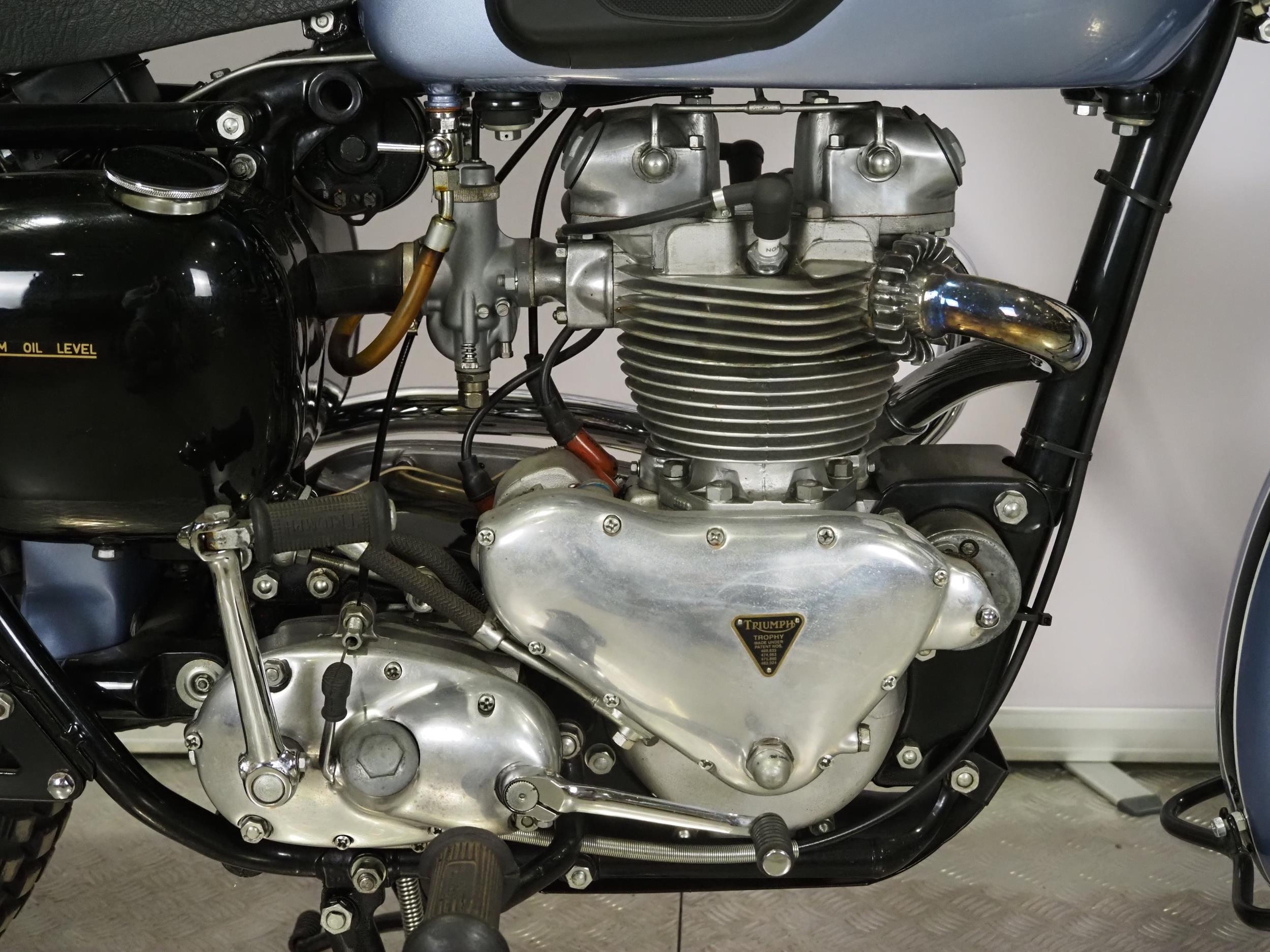Triumph TR6 Trophy motorcycle. 1956. 650cc Frame No. 81764 Engine No. TR6 81764 Engine turns over - Image 5 of 9