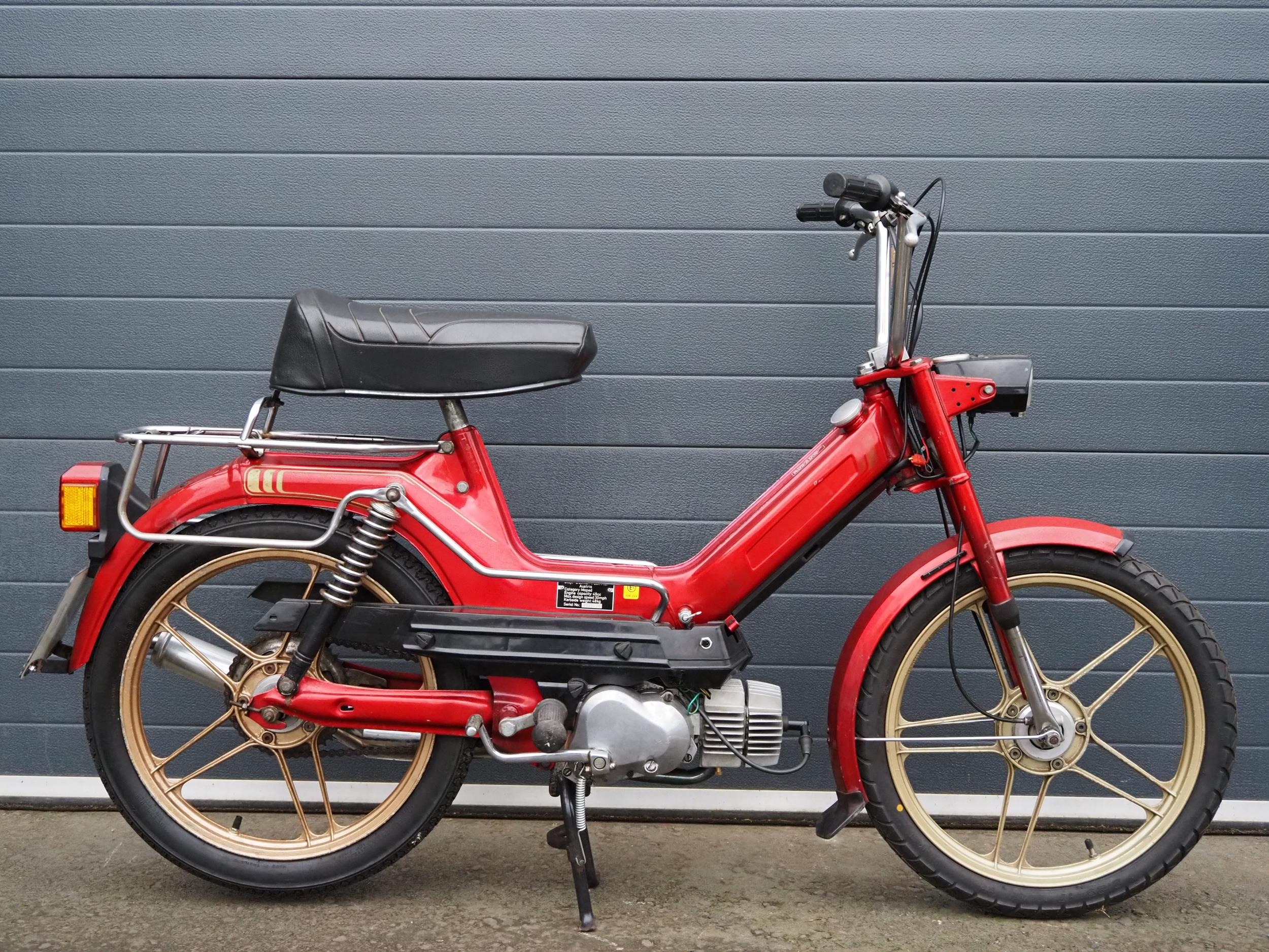 Puch moped. 49cc. 1983. Frame No. 4319738 Engine No. 4319738 Runs and rides. Needs light