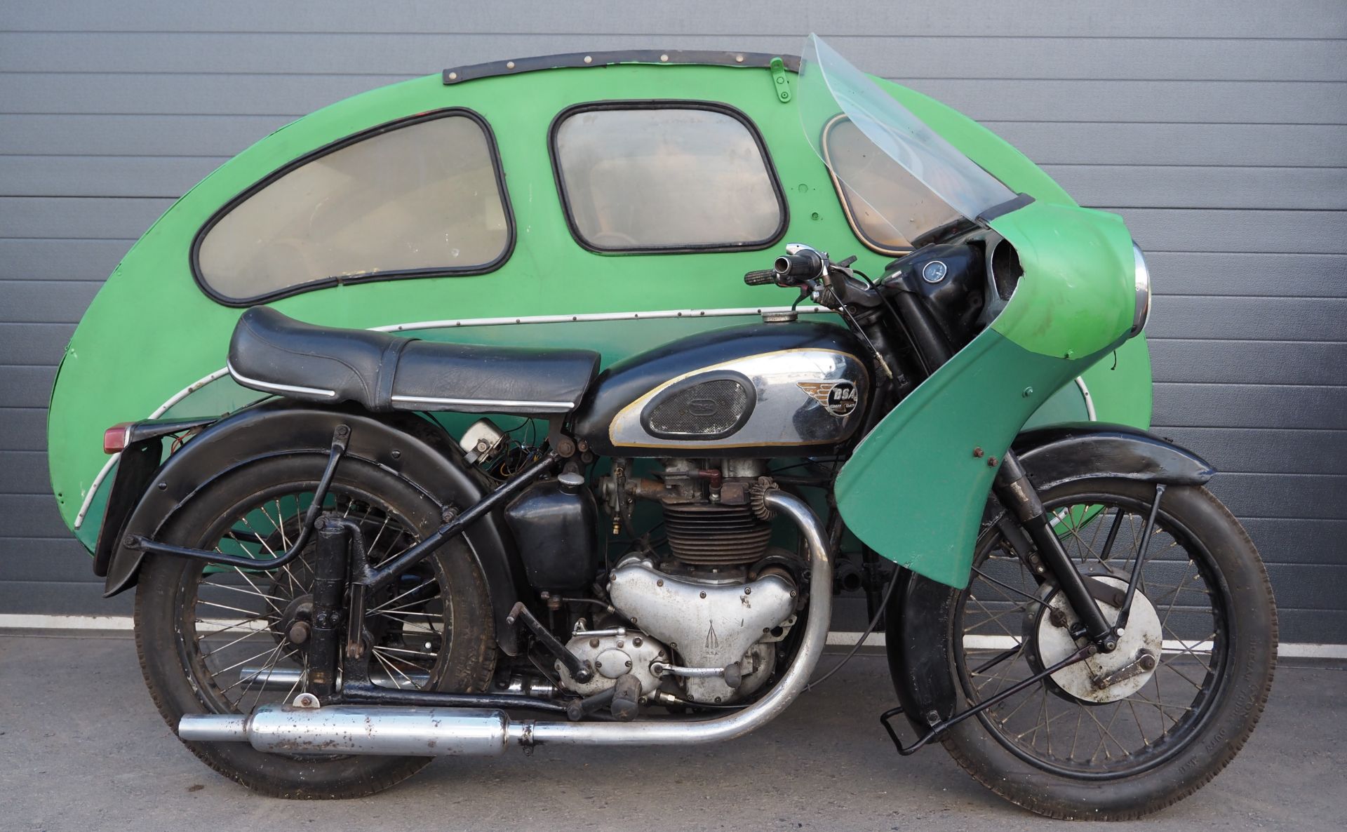 BSA Gold Flash sidecar outfit. 1955. 650ccRuns but has been dry stored for some time and will need