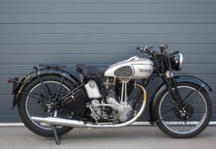 Norton Model 18 motorcycle. 1937. Frame No.Engine No.Engine runs. Frame and forks in good condition.