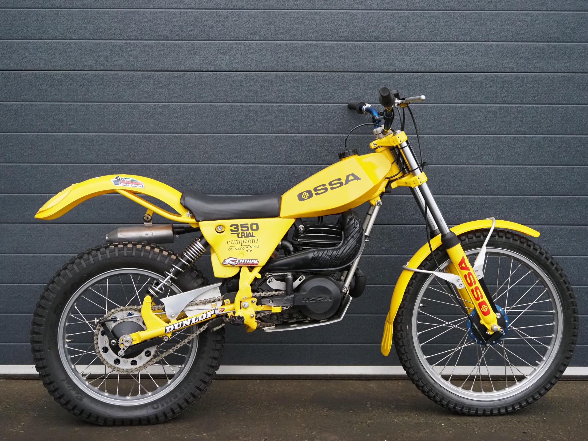 OSSA 350 trials bike. 1981. Frame No. B-731500 Engine No. M-731500 Runs and rides. Needs light