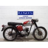 BSA Bantam D10 motorcycle project. 1967. 175cc. Engine turns over with compression. Reg. KHA 419E.