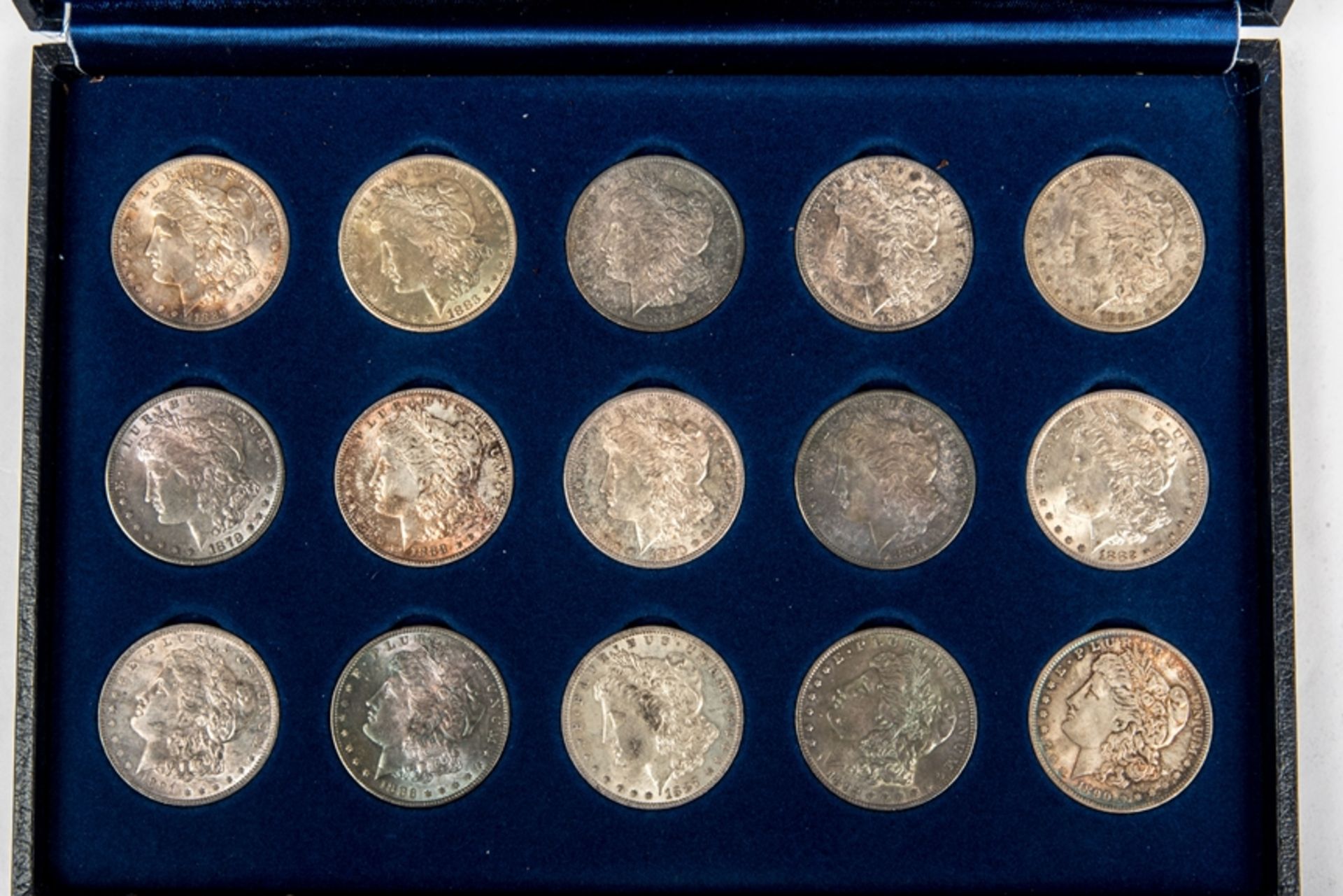 1 Satz Morgan-Dollar-Münzen, USA 1878 -1892