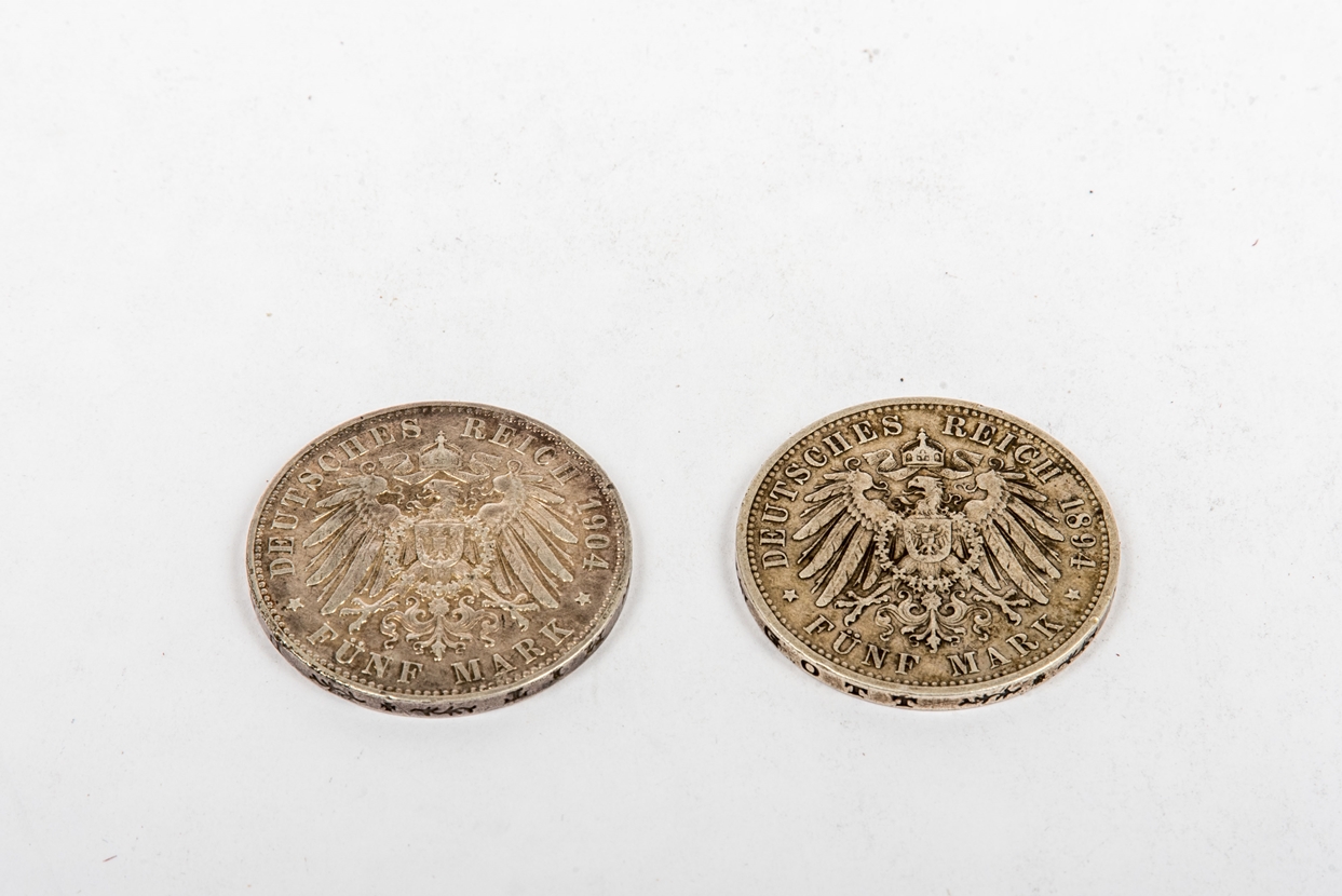 2 Münzen, 5 RM, Wilhelm II von Preußen - Image 2 of 2