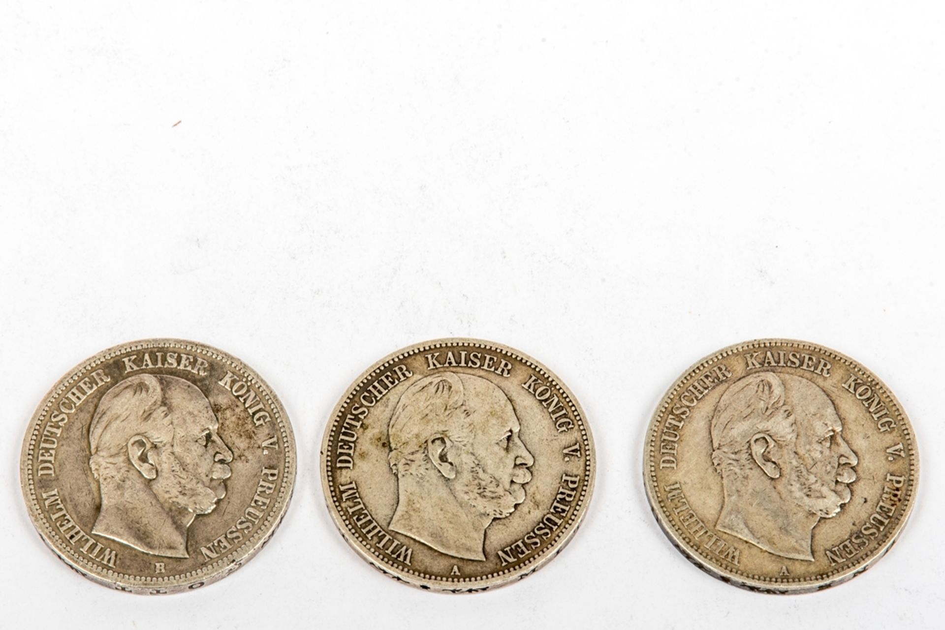 3 Münzen,  5 RM, Wilhelm I von Preußen