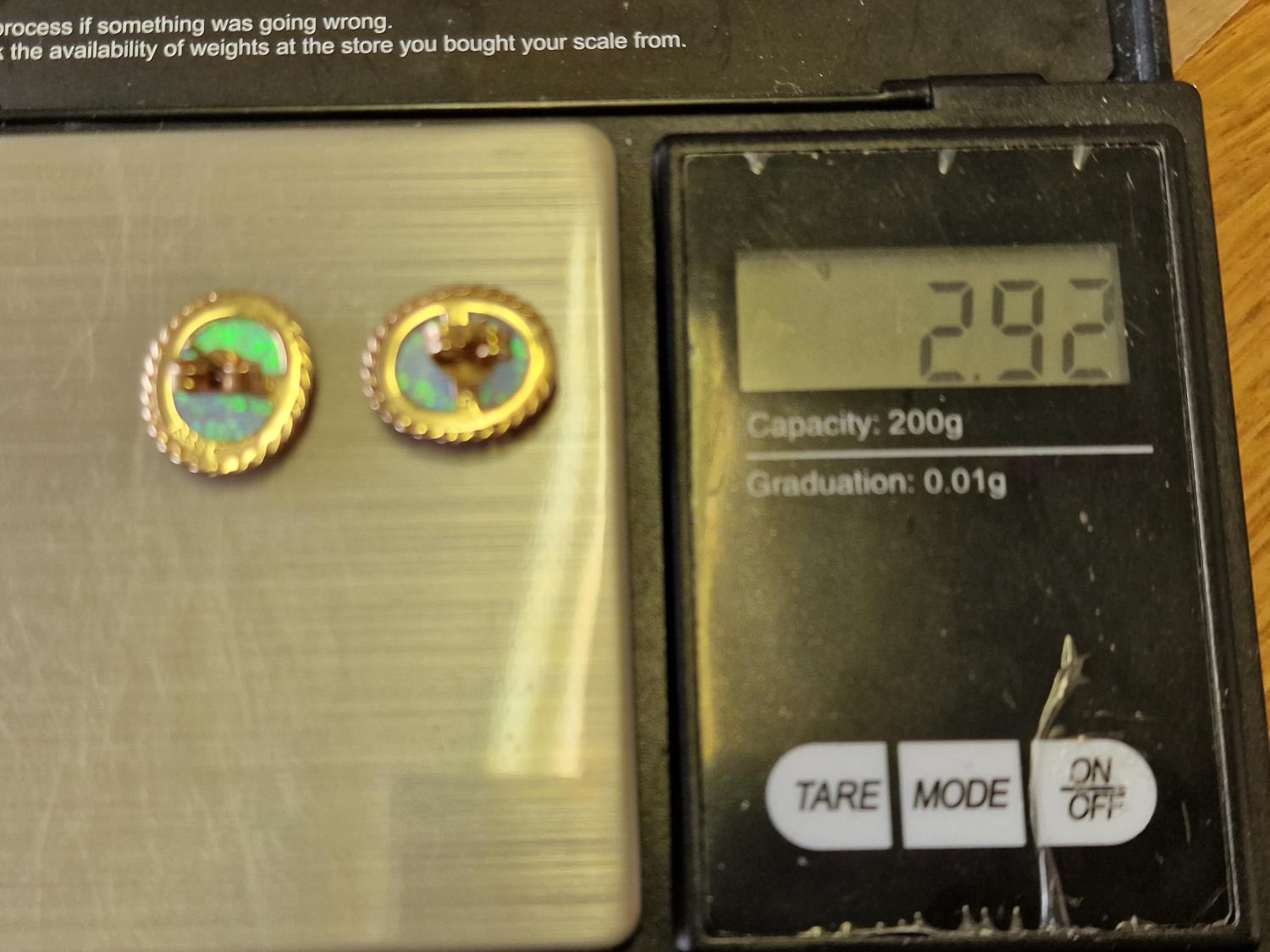 9ct Gold & Opal Pair of Stud Earrings, 2.9g - Image 3 of 3