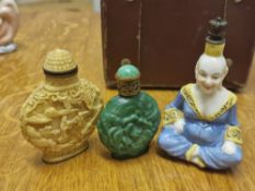 Trio of Chinese and Oriental Inspired Scent Bottles inc example w/character marks to base