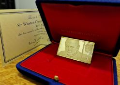 18ct Gold Boxed Sir Winston Churchill Commemorative Stamp, by Metalimport Ltd, Limited Edition numbe