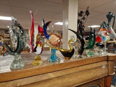 Collection of Murano and Itlaian Style Glass Animals and Cockerels, Fish etc