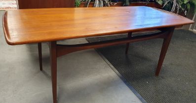 G-Plan style Vintage Teak coffee table, maker Edvard Torre, measuring L121 x W52 x H46cm
