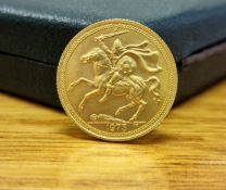 Gold 22ct 1973 Isle of Man Full Sovereign Coin, 8.11g, unboxed